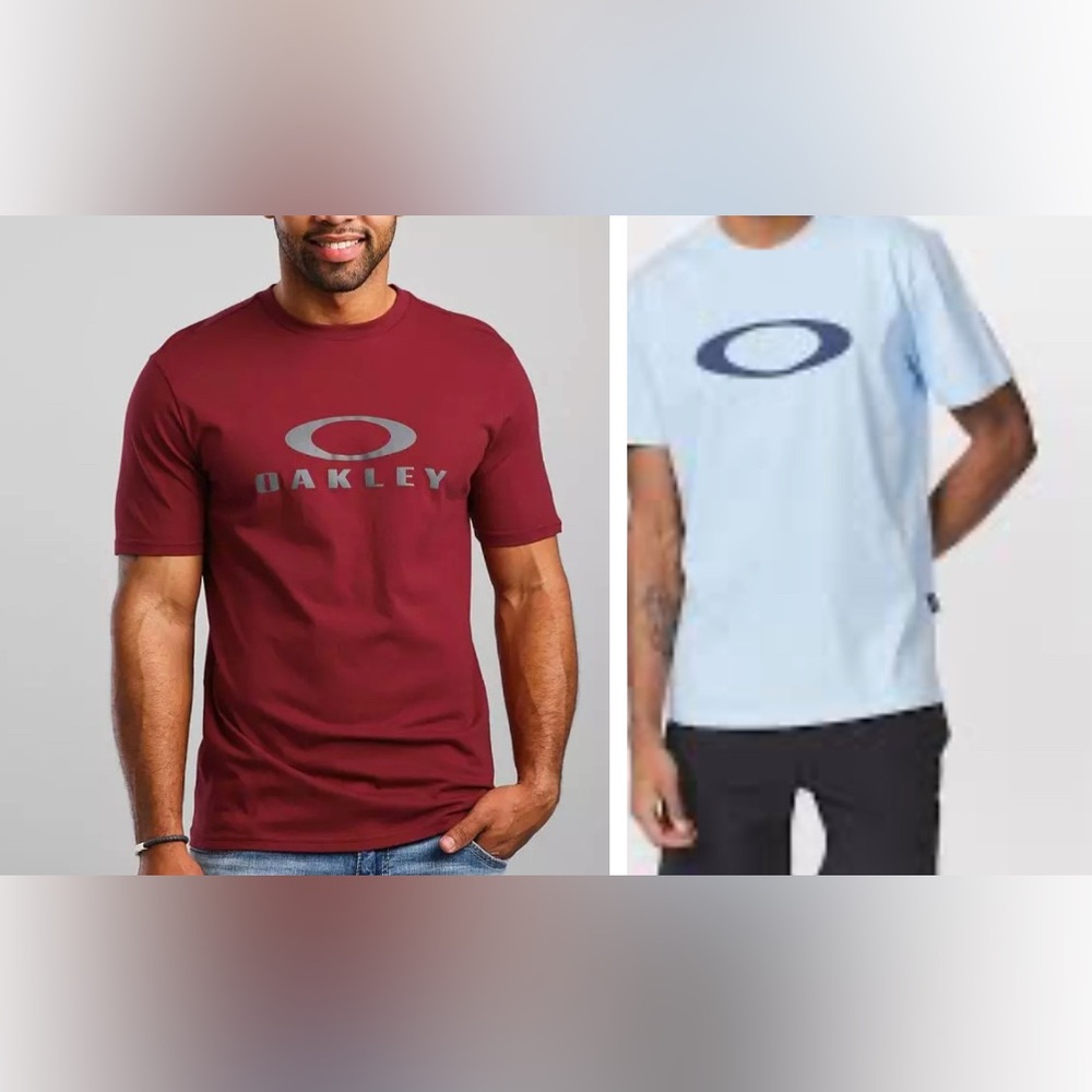 50%offw❤️ 2 OAKLEY BUCKLE O-Bark T-Shirt XL burgundy light blue NWT/NWOT 15
